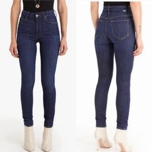 Mother High Waisted Looker Crop in Hot Rod size 27 Dark Wash Denim Skinny Jeans